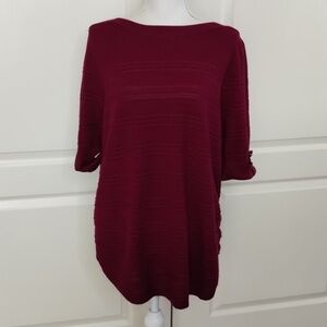 Apt 9 sweater 1X magenta purple boat neck light weight button cuff apt 9